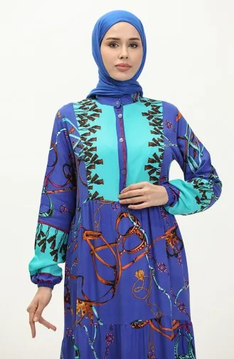 Patterned Viscose Dress 0188-01 Saxe 0188-01