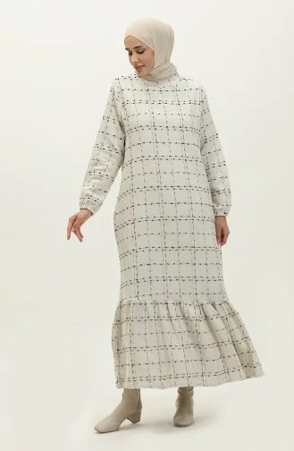 Chanel Kuşaklı Elbise 0272D-04 Ekru