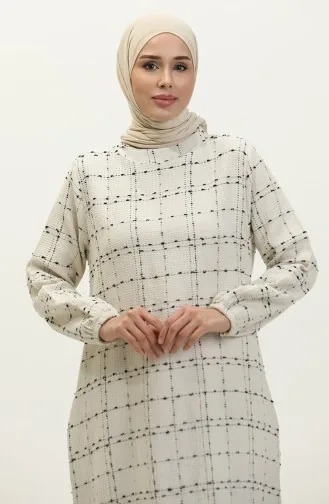 Chanel Kuşaklı Elbise 0272D-04 Ekru