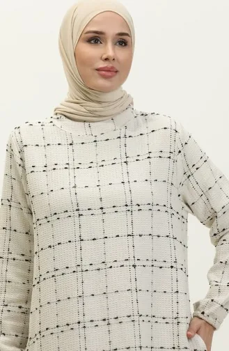 Chanel Kuşaklı Elbise 0272D-04 Ekru
