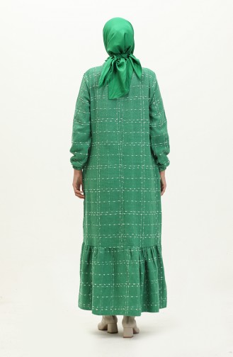 Tüvit Kareli Elbise 0189-03 Yeşil