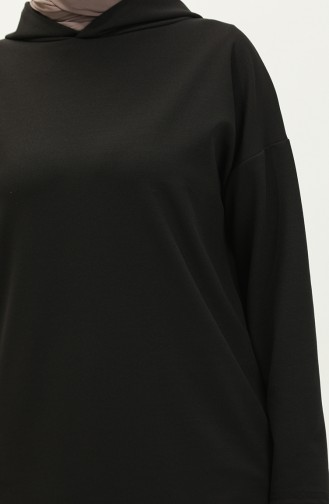 Hooded Seasonal Plain Tunic 8655-01 Black 8655-01