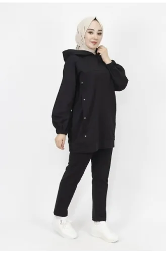 Star Staple Detaillierter Anzug Aus 2-fädigem Stoff Mit Kapuze 6973-01 Schwarz 6973-01