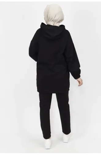 Star Staple Detaillierter Anzug Aus 2-fädigem Stoff Mit Kapuze 6973-01 Schwarz 6973-01