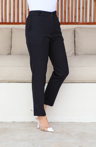 Plus Size Classic Trousers with Pockets 3001-01 Black 3001-01