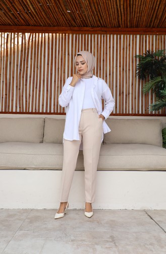 Plus Size Classic Trousers with Pockets 3001-02 Beige 3001-02