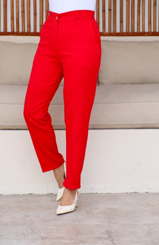 Plus Size Pocket Classic Trousers 3001-03 Red 3001-03