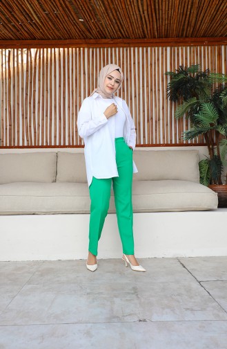 Plus Size Classic Trousers with Pockets 3001-05 Emerald Green 3001-05