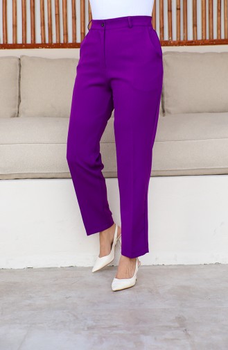 Plus Size Classic Trousers with Pockets 3001-07 Purple 3001-07