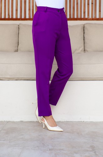 Plus Size Classic Trousers with Pockets 3001-07 Purple 3001-07