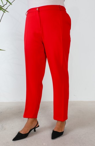 Plus Size Classic  Pocketed Trousers 3101-04 Red 3101-04