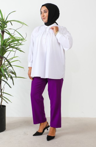 Plus  Size Classic Pocketed Trousers  3101-05 Purple 3101-05