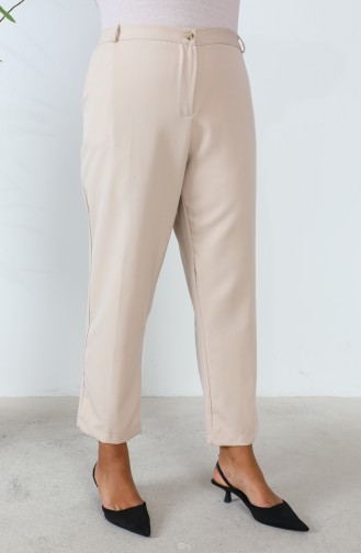 Plus Size Classic Pocketed Trousers 3101-06 Beige 3101-06