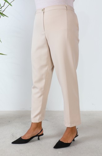 Plus Size Classic Pocketed Trousers 3101-06 Beige 3101-06