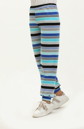 Knitwear Striped Trousers 1264-01 Sax Black 1264-01