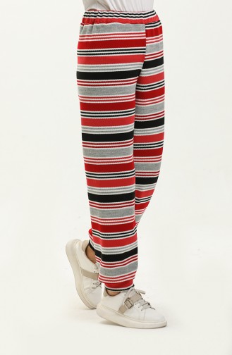 Knitwear Striped Trousers 1264-02 Red Black 1264-02