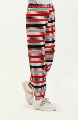 Gestreifte Strickhose 1264-02 Rot Schwarz 1264-02