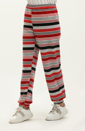 Knitwear Striped Trousers 1264-02 Red Black 1264-02