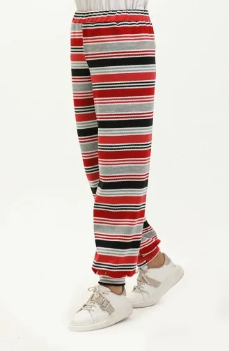 Gestreifte Strickhose 1264-02 Rot Schwarz 1264-02