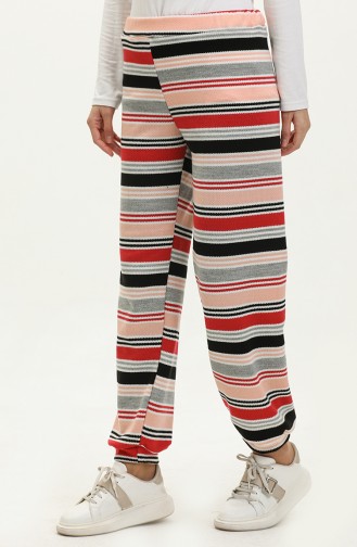 Knitwear Striped Trousers 1264-03 Salmon Black 1264-03