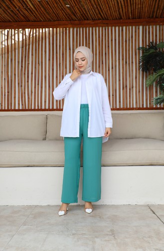 Aerobic Fabric wide Leg Trousers 1006-04 Dark Green 1006-04