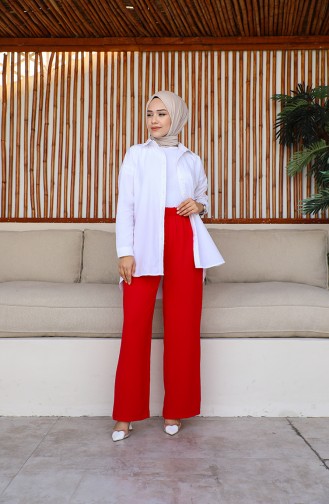 Aerobin Fabric wide Leg Trousers 1006-23 Red 1006-23