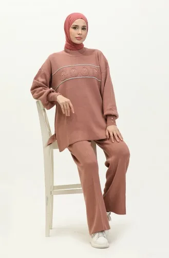 Ensemble Deux Pièces Pantalon Et Tunique Tricot 1031-06 Rose Poudré 1031-06