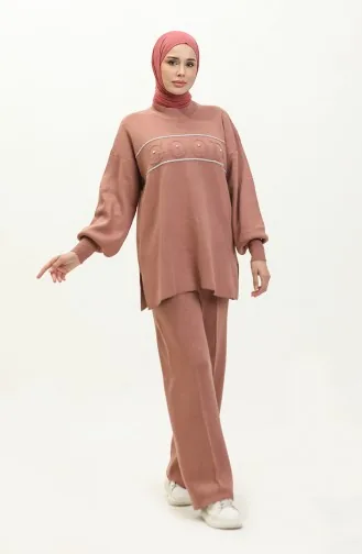 Ensemble Deux Pièces Pantalon Et Tunique Tricot 1031-06 Rose Poudré 1031-06