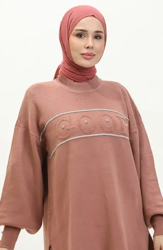 Ensemble Deux Pièces Pantalon Et Tunique Tricot 1031-06 Rose Poudré 1031-06