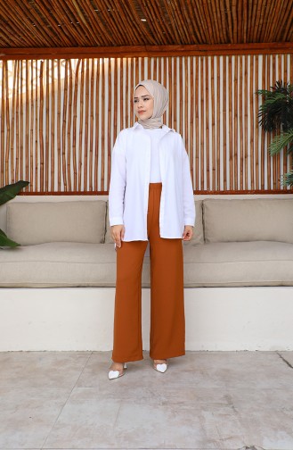 Aerobin Fabric wide Leg Trousers 1006-18 Tan 1006-18