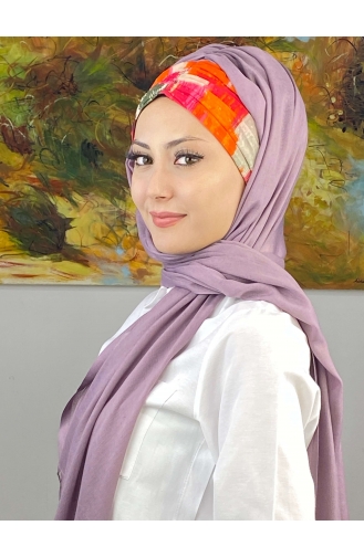 شال مُجمّع بتصميم مُتعدد الألوان EKM1BZGSL55-01 لون ليلكي 1BZGSL55-01