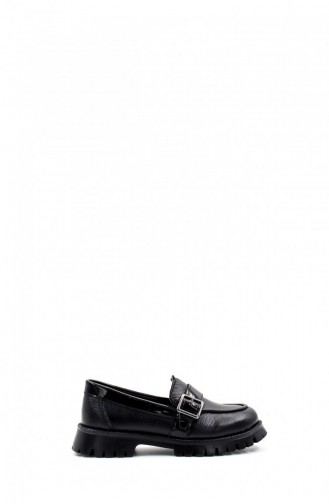 Genuine Leather Girl`s Casual Shoes 006Xa520 Black 006XA520.Siyah