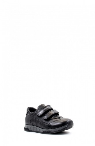 Genuine Leather Unisex Kids Casual Shoes 006Xa820 Black 006XA820.Siyah