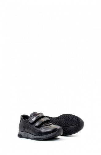 Genuine Leather Unisex Kids Casual Shoes 006Xa820 Black 006XA820.Siyah