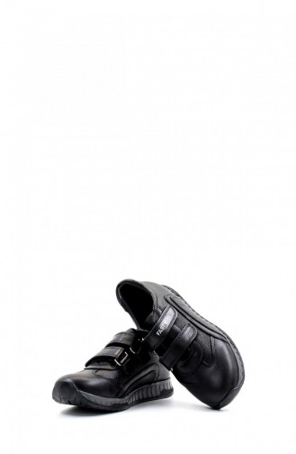 Genuine Leather Unisex Kids Casual Shoes 006Xa820 Black 006XA820.Siyah