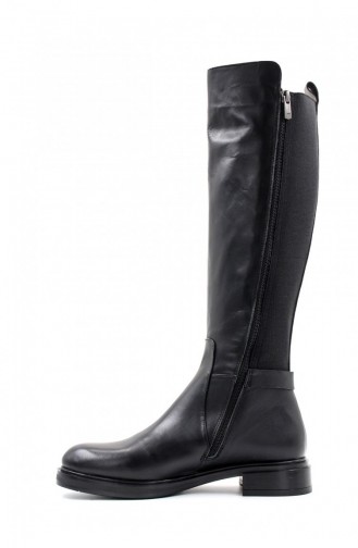Overknee-Stiefel Für Damen Aus Echtem Leder 010Sza8411 Schwarz 010SZA8411.Siyah