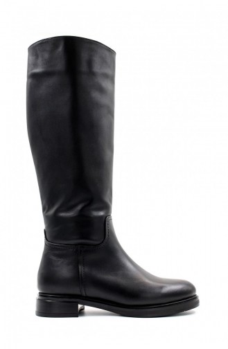 Overknee-Stiefel Für Damen Aus Echtem Leder Und Pelz 010Yza8179 Schwarz 010YZA8179.Siyah