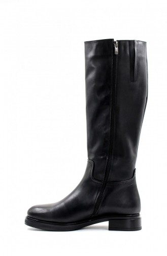 Overknee-Stiefel Für Damen Aus Echtem Leder Und Pelz 010Yza8179 Schwarz 010YZA8179.Siyah
