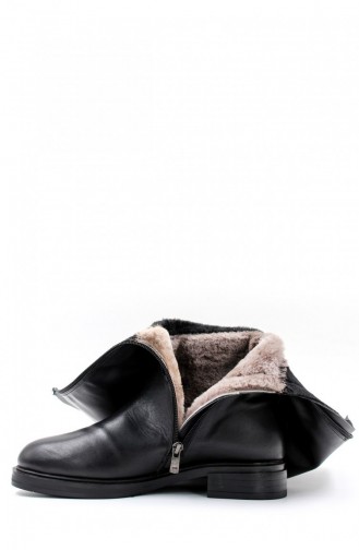 Overknee-Stiefel Für Damen Aus Echtem Leder Und Pelz 010Yza8179 Schwarz 010YZA8179.Siyah