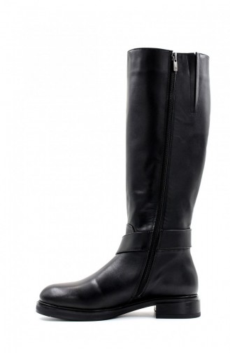Overknee-Stiefel Für Damen Aus Echtem Leder Und Pelz 010Yza8390 Schwarz 010YZA8390.Siyah