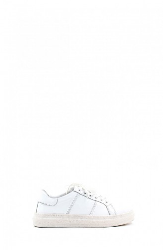 Genuine Leather Women`s Casual Shoes 581Za3044 White 581ZA3044.Beyaz