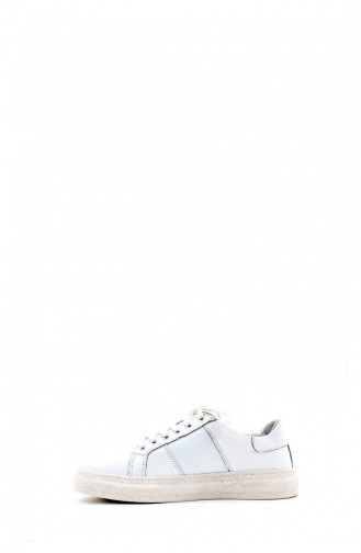 Genuine Leather Women`s Casual Shoes 581Za3044 White 581ZA3044.Beyaz
