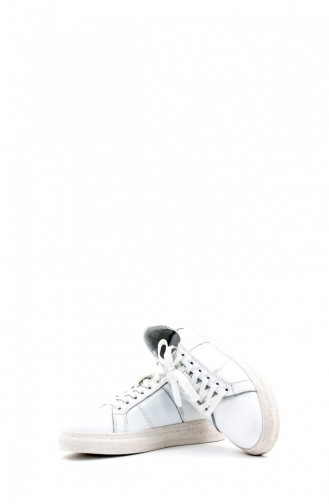 Genuine Leather Women`s Casual Shoes 581Za3044 White 581ZA3044.Beyaz