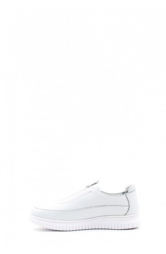 Genuine Leather Women`s Casual Shoes 583Za4023 White 583ZA4023.Beyaz