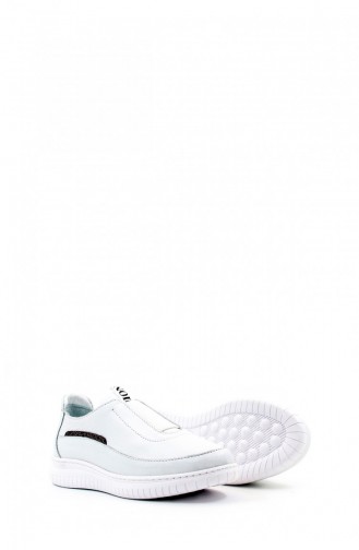 Genuine Leather Women`s Casual Shoes 583Za4023 White 583ZA4023.Beyaz