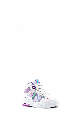 Unisex Çocuk Spor Bot 598Sxca041 Beyaz Lila