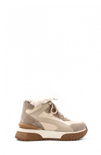 Genuine Leather Women`s Thick Sole Boots 757Sza23753 Beige 757SZA23753.Bej