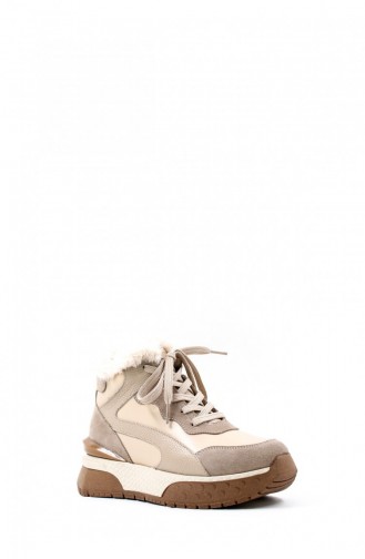 Genuine Leather Women`s Thick Sole Boots 757Sza23753 Beige 757SZA23753.Bej