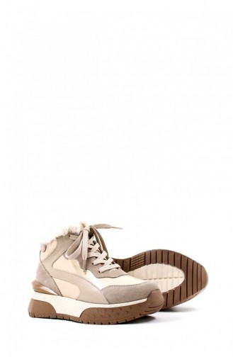 Genuine Leather Women`s Thick Sole Boots 757Sza23753 Beige 757SZA23753.Bej