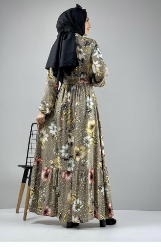 Gemustertes Hijab-Kleid Nerz 0247SGS.VZN